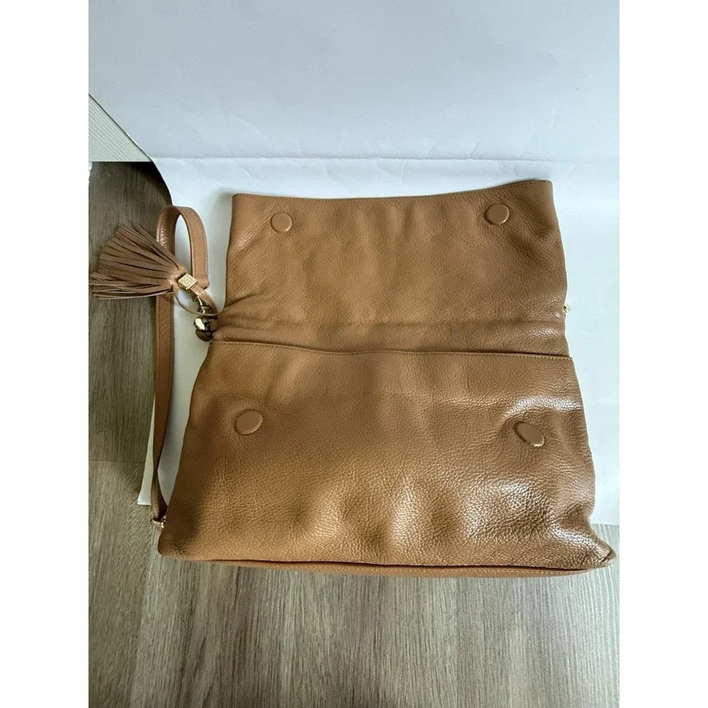 Beautiful Tory Burch Thea Fold-Over Crossbody in Tan Soft Pebbled Leather